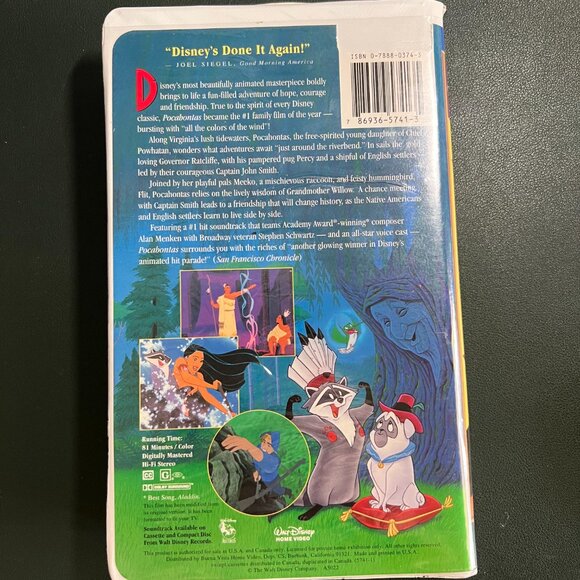 Disney VHS - Pocahontas (1996) - Masterpiece Collection 5741-1 First Pressing - Picture 2 of 6